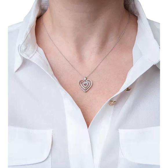 Diamond Multi-Heart 18" Pendant Necklace (1/10 ct. t.w.) in Sterling Silver - Picture 2 of 6